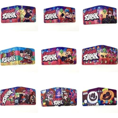 New Game Friday Night Funkin Mens Wallet Leather PU Bifold Short Wallets Vintage Male Purse Multi-functional Cards Wallet