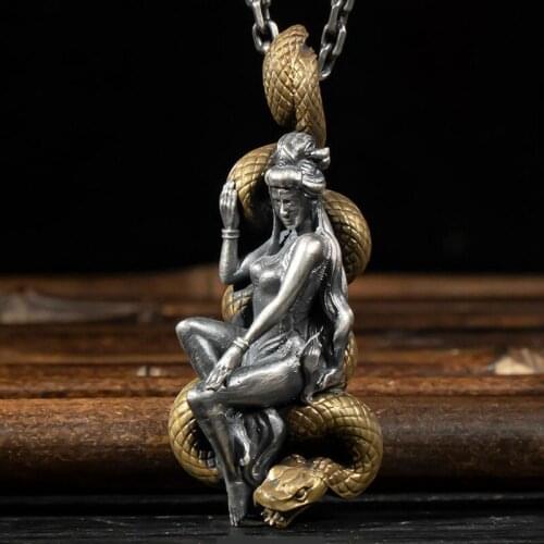 New Style Beauty Femme Fatale Beauty Silver Necklace Fashion Personality Mens Silver Pendant Jewelry Accessories