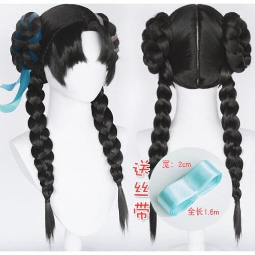 Game King of Glory Cosplay LOL Game Skin Xishi Cosplay Wig Black Braided Hair Chinese Women Ancient Hair Wig