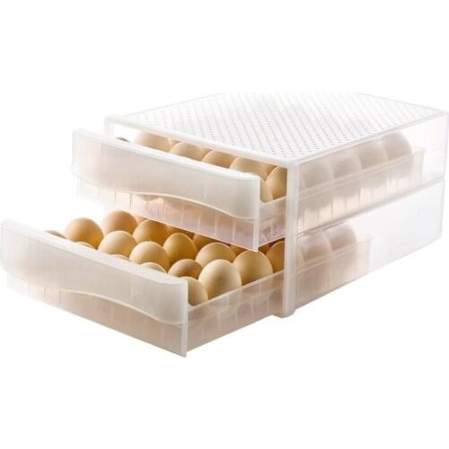 Plastic Household Egg Storage Box Refrigerator Multi-layer Dumpling Box Egg Storage Tray Double Drawer Egg Drawer Storage Box