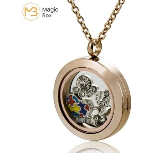 Pendant small letter stainless steel glass fashion necklaces jwellery for women floating small box waterproof personalise pendan