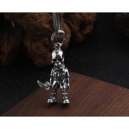 925 sterling silver jewelry fashion pendants Thai silver personality creative skull knife knife soldiers pendant