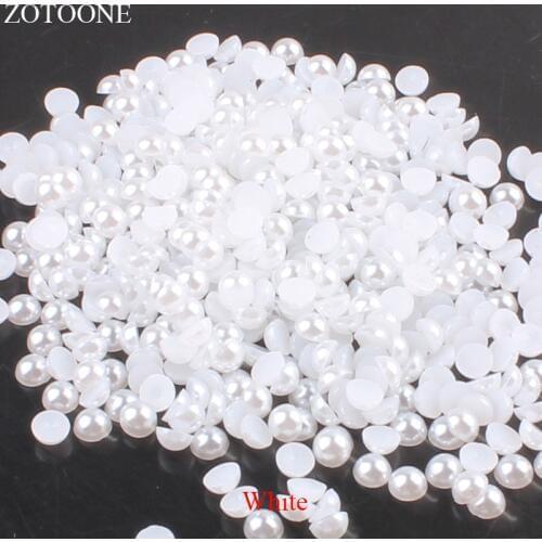 1000Pcs 2-5mm Flatback Half Round White Beads Pearl For Jewelry ABS Resin Non Hotfix Rhinestones Crystals Applique E