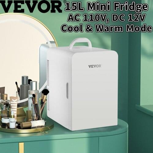 VEVOR 15L Cute Mini Fridge with Freezer 12V Small Car Refrigerator Portable Can Cooler for Room Home Office Dormitory Hotel Trip