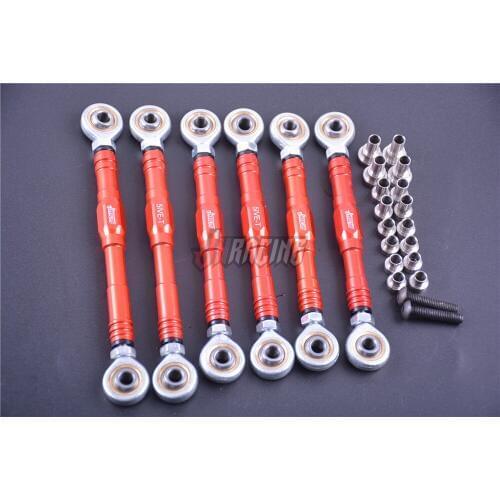 CNC Alloy Zero-Gap Front & Rear Suspension Tie Rod Steering Pull Rod Set for 1/5 Rovan LT KM LOSI 5IVE-T 5T