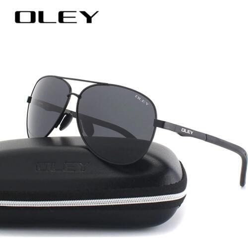 OLEY Unisex polarized Sunglasses Men luxury brand Women Retro pilot Sun Glasses Classic black lens polaroid UV400 Y109