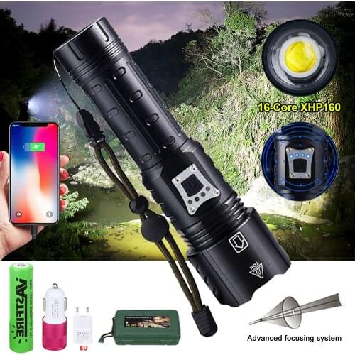 LED Rechargeable Tactical Flashlight Zoomable Waterproof torch lantern Camping Powerful Led Flashlight XHP100 XHP90 XHP120