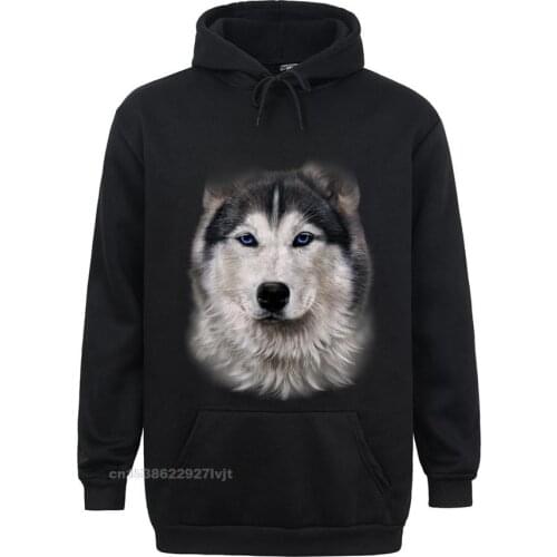 Hoodie - Beautifu Siberian Husky Dog Face Print Mens Prevalent Comfortable Tops Tees Cotton Streetwear Summer