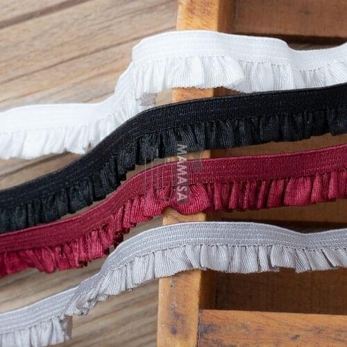 High quality 10mm wind red bacl grey white elastic wood ear webbing elastic lace accessories DIY handmade clothing materials