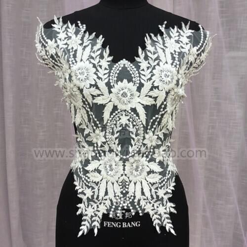 High Quality Embroidered Applique Lace DIY Veil Applique Medallions Piece For Bridal Dress