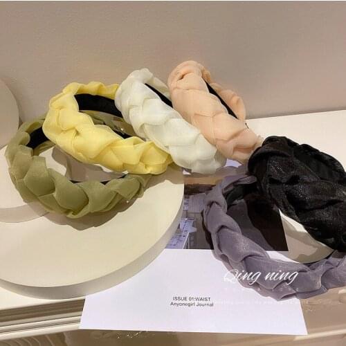 Korean Style Wide-brimmed Twist Lace Headband For Women Solid Color Soft Face Wash Headscarf Clothing Hair Accessories