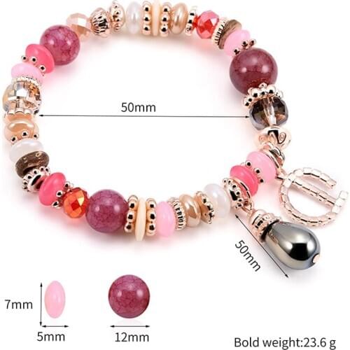 NoEnName woman charm gold couple friendship crystal Bohemian Multicolor Beads Bracelets & Bangles For Women 2019 trendy pearls