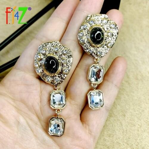 F.J4Z 2021 Trend Earrings for Women Brand Luxury Rhinestone Resin Statement Earring Lady Cocktail Jewelry Gifts Dropship
