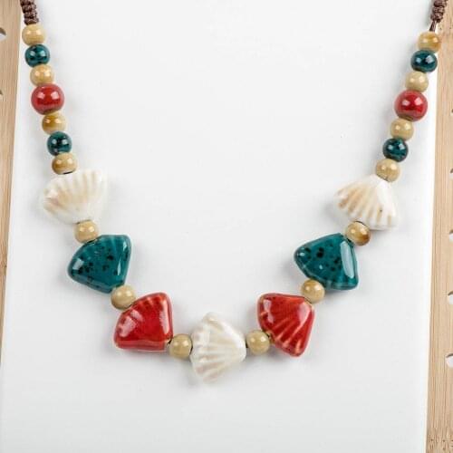 Womens Handcraft Ceramic Necklaces Retro Style Pendan Procelain Necklace For Women Mama Gift #XN048