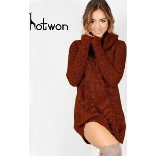 2018 New Arrival Autumn Winter Women Dress High Neck Turtleneck Loose Long Sleeve Oversize Sweater Dress Vestidos Mujer