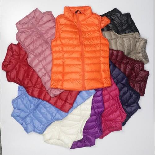 High collar Sleeveless Coat Waistcoat Portable New Women 90% White Duck Down Vest Womens Ultra Light Duck Down Vest Jacket