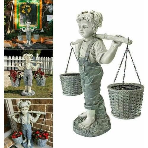 1pc New Felicity Flowers Girl Garden Statue Resin Garden Statues Yard Decoration Home Yard Garden Lawn Little Flower Girl Statue