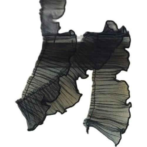 1Yards Elastic Lace Ribbon 5cm Guipure Mesh Trim DIY Craft Pleated Tulle Lace Fabric Material Sewing Trimmings Wedding Dress VG3