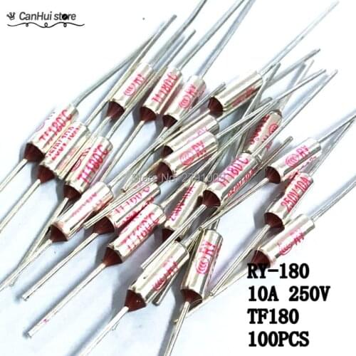 100pcs RY FUSE RY-180 Temperature Fuse RY Tf Heat Protector 180Degrees 10A250V TF 180 C Temperature Switch 180C Insurance Pipe