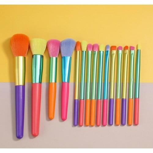 15Pcs/Set Cosmetic Brush Non-drop Colorful Artificial Fiber Eye Makeup Brush for Dressing Room