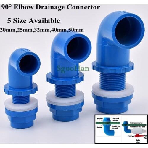 2~20pcs ID 20~50mm PVC Pipe Aquarium Fish Tank 90° Elbow Drainage Connectors Overflow Thread DIY Water Tank Supply Tube Joint