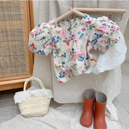 2021 new style girls printed shirt fashion summer cotton girls blouse 1-6 years YE273