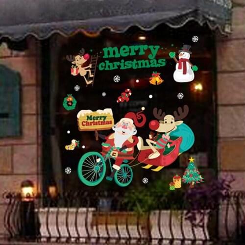 2022 Christmas Window Clings Snowflake Reindeer Santa Claus Window Stickers Xmas Snowflake Window Sticker Decals Christmas noel