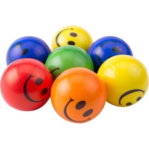 5Pcs/lot 6.3cm Smile Face Foam Ball Squeeze Stress Ball Relief Toy Hand Wrist Exercise PU Toy Balls For Children