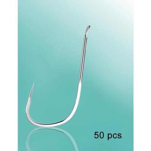 50 Pcs/lot Fishing Non-barb Hooks High Carbon Steel Barbed Carp Hooks Japan Hamecons De Peche Freshwater Saltwater Tackles