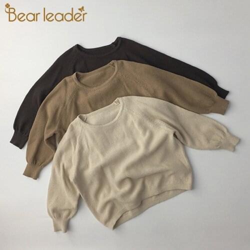 Bear Leader Kids Girls Spring Sweaters Baby Solid Knitted Top Clothes Children Casual Soft Clothing Kids Korean Style Suits 1-6Y
