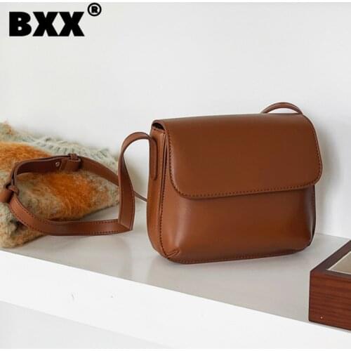 [BXX] Woman New Brief Square Vintage Saddle PU Leather Personality All-match Crossbody Shoulder Bag Fashion Autumn 2021 18A1426