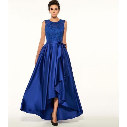 Tanpell Elegant Mother Of The Bride Dress Scoop Neck Sleeveless Button Lace Asymmetry Woman Party A Line Wedding Party Dress