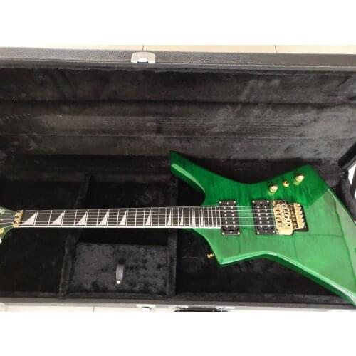 Custom Green electric guitar tiger striped maple on top HH Pickups golden hardwares.customized,Paypal available!Y-14