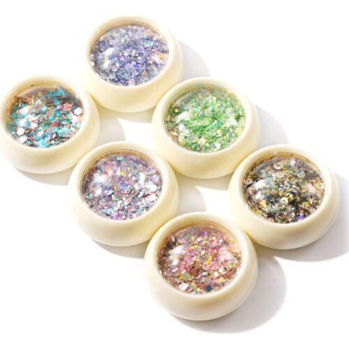 6 Pcs/set Manicure Sequins Nail Beauty Glitter Filling Material DIY Epoxy Filler Nails Phone Case Decoration Tool Sequin Resin M