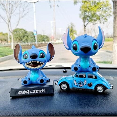Disney Stitch anime Figure Doll Toys Fashion stitch smile Cartoon Shake Head Model Doll Car Deco Ornament Accessories Toy