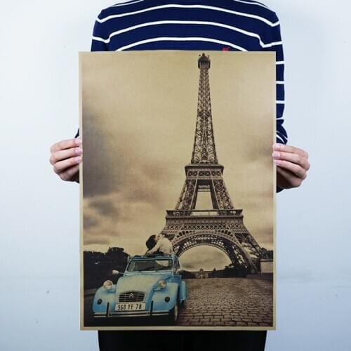 France Iron tower The Classic Kraft Paper Poster Bar Cafe Mural Home Decoration Decorative Paintings Wall Sticker