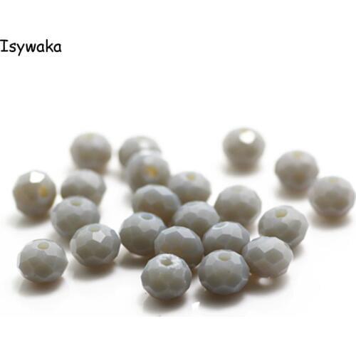 Isywaka Solid Gray Colors 4*6mm 50pcs Rondelle Austria faceted Crystal Glass Beads Loose Round Beads for Jewelry Making