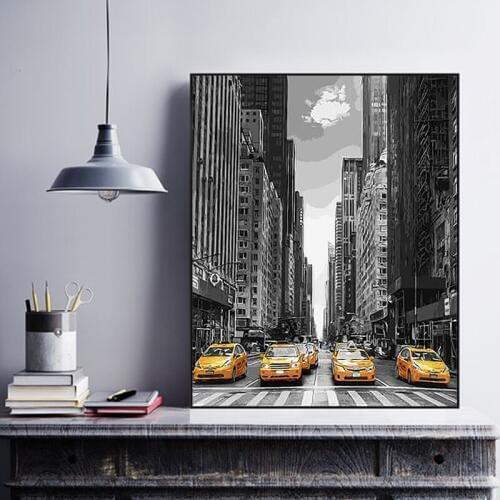 New York Street DIY painting by mumber graffiti bedroom decoration