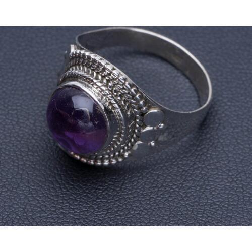 Natural Amethyst Unique Design 925 Sterling Silver Ring US Size 9 P1331