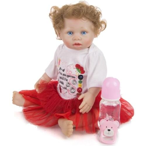 Beautiful blue eyes Newborn baby reborn doll silicone reborn dolls With curls Realistic girl Doll Reborn Babies 50 cm bebe Grow