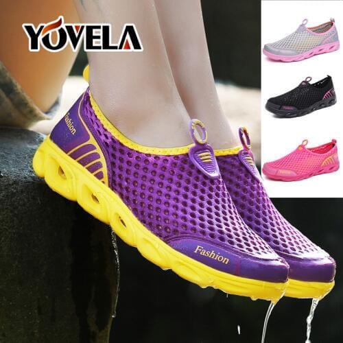 Unisex Women Summer Outdoor Wading Shoes Loafers Breathable Mesh Women Shoes Comfortable Flat Shoes Women Casual Shoes Sneakers