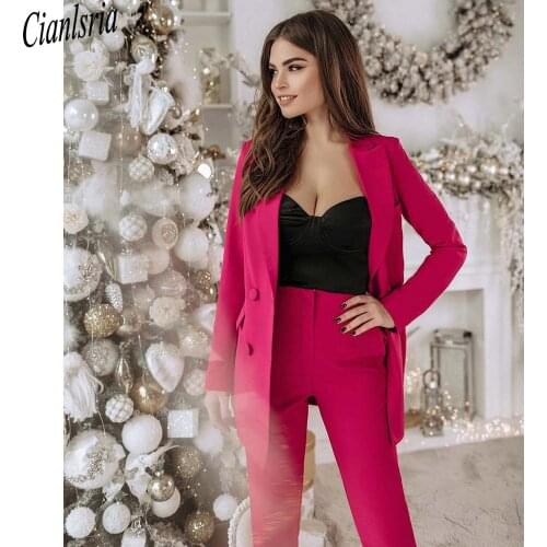 Fashion Fuchsia Bridal Trousers Suits 2 Pieces Women Evening Party Tuxedos Mother of the Bride Formal Work Wear For Wedding