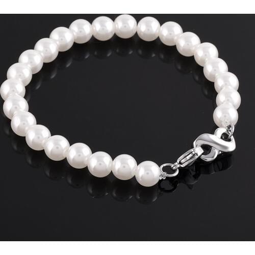 Fashion Womens Pearl Bracelet Stainless Steel Infinity Charm Memory Ashes Keepsake Urn Bracelet