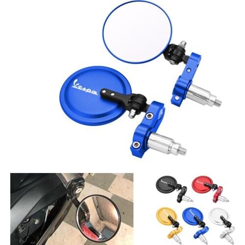 For Piaggio VESPA GTS GTV LX 60 125 250 300 Primavera Sprint 2Pcs Motorcycle Rear Mirror Motorcycle Handlebar End Mirror 22mm