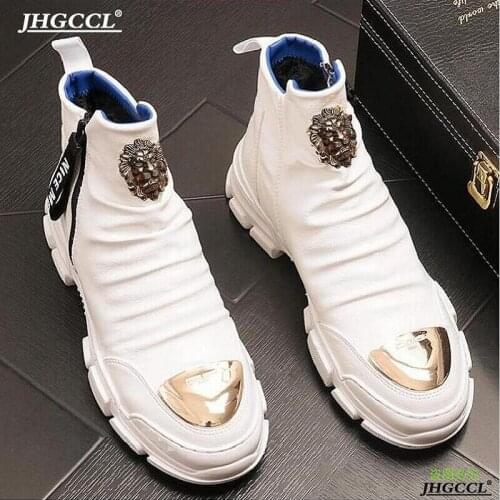 NEW mens shoes for men leather loafers men shoe with thick low rivets,casual board with High height zapatos sapat p3