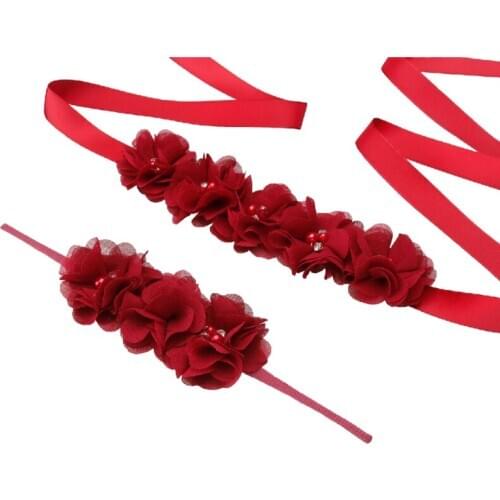 Belt Headband Set Ladies Hair Band Set Rhinestone Ribbon Pearl Fashion Elegant Evening Dress Accessories