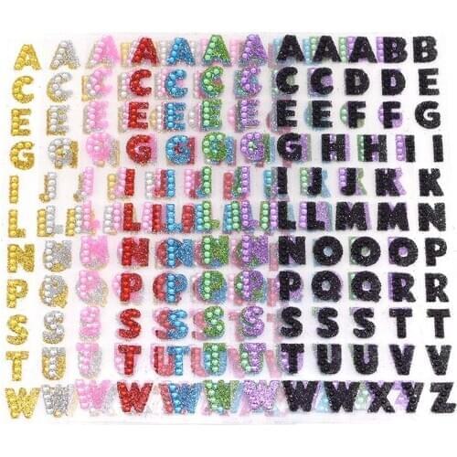 3Pcs/lot Glitter Crystals Alphabet Letter Stickers DIY Handmade Scrapbooking Sticker Self Adhesive A-Z English Words Sticker