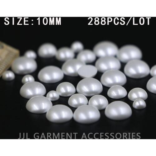 Milk White Color Half Pearl Iron-on Hotfix Rhinestones Resin material 288pcs/lot ss45 10MM for wedding dress SOWOO