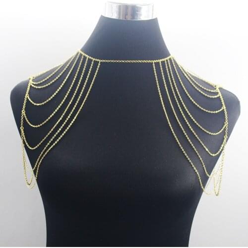 Bohemian Punk Chain Necklaces Collar Shoulder Chain Women Sexy Statement Body Jewelry
