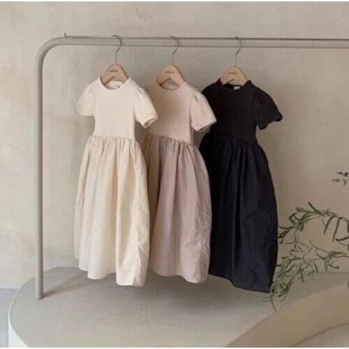 2021 Baby Girls Dresses South Korea Spring and Autumn New Casual Girl Stitching Long A- line Dress Stripe Mori Princess Dress
